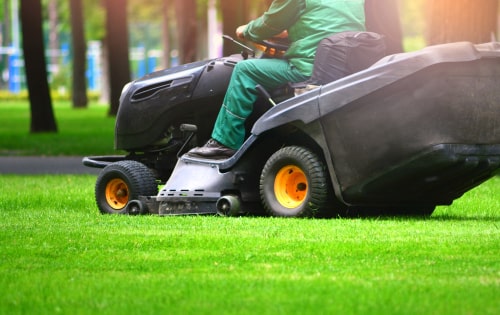 mowing lawn